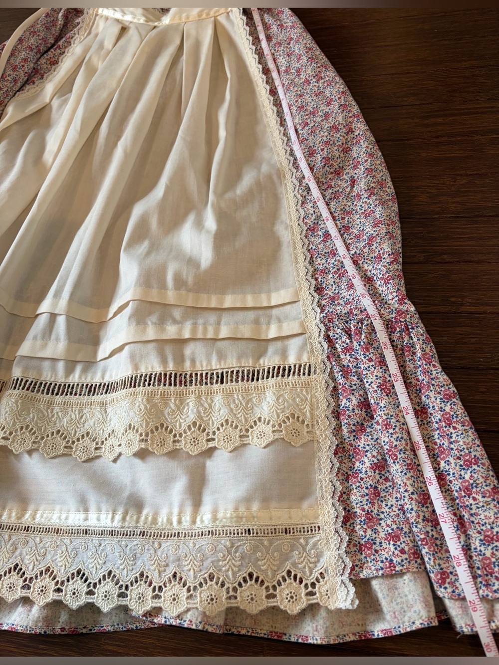 Vintage Gunne Sax Jessica McClintock Prairie Floral Skirt With Detachable Apron - Picture 10 of 11